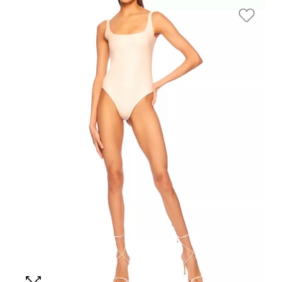 Susana Monaco Tops - Susana Monaco Vegan Leather Thong Bodysuit Women’s - Blanched Almond M $148‎